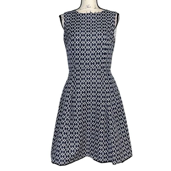 Donna Ricco New York navy & white fit & flare dress 10 - Picture 1 of 8